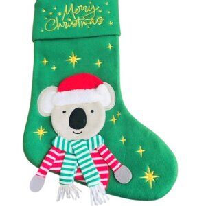 Koala Bear Green Soft Christmas Stocking